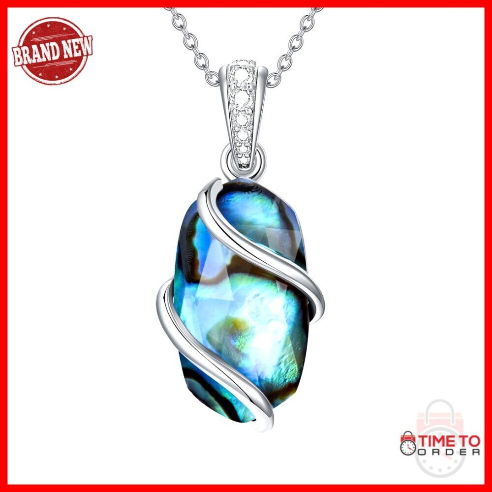 925 Sterling Silver Dainty Abalone Pendant Necklace 18 Inch Chain Fine Jewelry